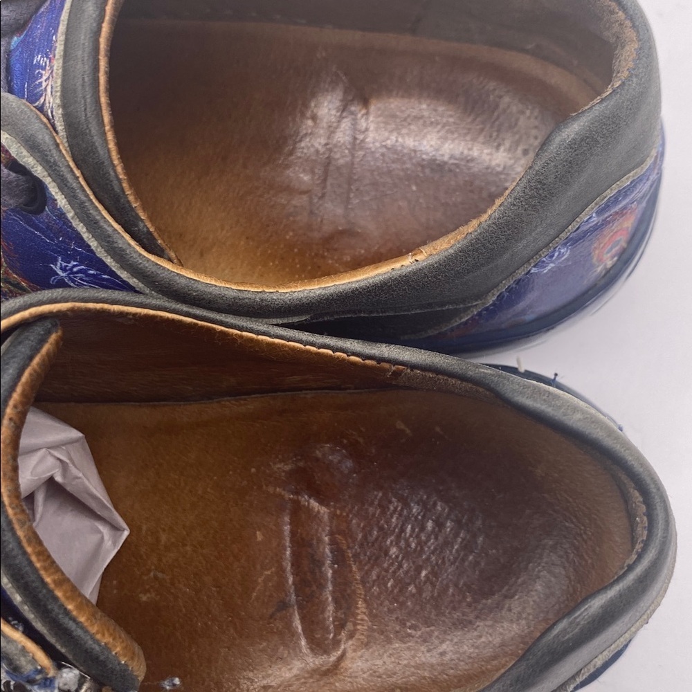 Portofino Peacock Feather Leather Side Zip Sneakers Made in Spain Women’s 6.5 - Picture 6 of 8